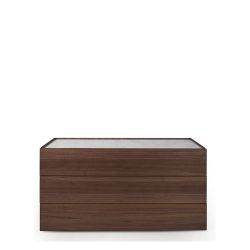 ATLANTE 3 DRWS DRESSER - WALNUT/CALACATTA MARBLE GLASS