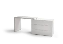 SPAZIO/DOMINO SM DESK+DRESSER  - WHITE MATT LACQUER