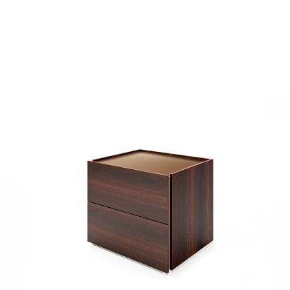 ATLANTE 2 DRWRS NIGHTSTAND - BURNT OAK/BRONZE GLASS