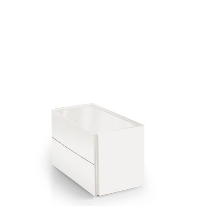 ATLANTE 2 DRWRS NIGHTSTAND  - WHITE MATT AND HIGH GLOSS LACQUER GLASS