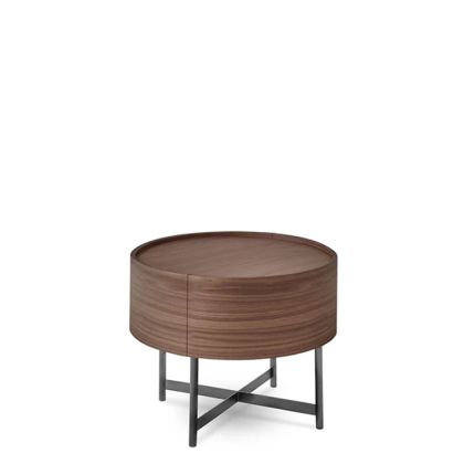 DEDALO NIGHTSTAND WITH BASE  - WALNUT/TITANIUM MATT METAL 