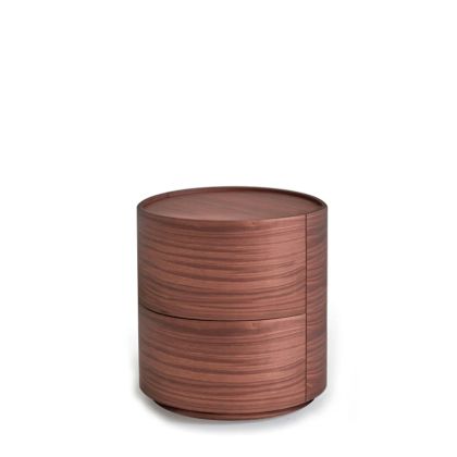 DEDALO ROUND 2 DRWRS NIGHTSTAND - WALNUT