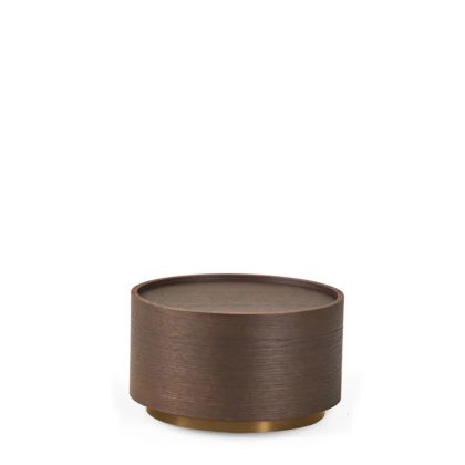 DEDALO ROUND NIGHTSTAND - BURNT OAK/HG BRONZE