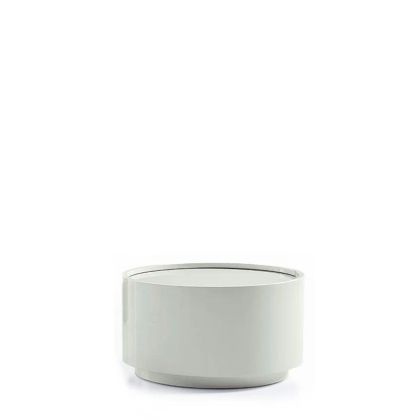 DEDALO ROUND NIGHTSTAND STACKABLE - LIGHT GREY MATT LACQUER