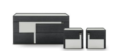 LOGOS 2 DRWRS NIGHTSTAND LEFT HANDLE- DARK GREY ASH/ROCCIA GREY/TITANIUM