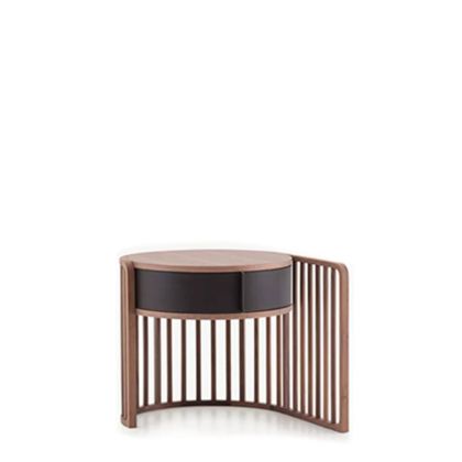 PALU' RT 1 DRWR NIGHTSTAND - WALNUT/DARK BROWN MORO HARD LEATHER
