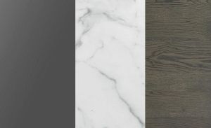 DEDALO 2 DRWRS DRESSER  - DARK GREY ASH/CALACATTA MARBLE GLASS/TITANIUM