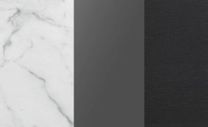 DEDALO ROUND NIGHTSTAND - DARK GREY ASH/CALACATTA MARBLE GLASS