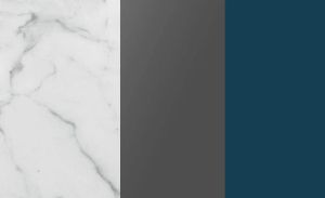 DEDALO ROUND NIGHTSTAND - HG PETROL BLUE MIRTO /CALACATTA MARBLE GLASS