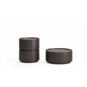 DEDALO ROUND NIGHTSTAND- BURNT OAK/HG BRONZE