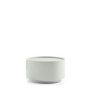 DEDALO ROUND NIGHTSTAND STACKABLE - LIGHT GREY MATT LACQUER