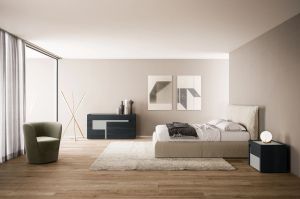 LOGOS 2 DRWRS NIGHTSTAND LEFT HANDLE- DARK GREY ASH/ROCCIA GREY/TITANIUM