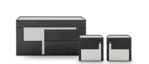 LOGOS 2 DRWRS NIGHTSTAND  RIGHT HANDLE- DARK GREY ASH/ROCCIA GREY/TITANIUM