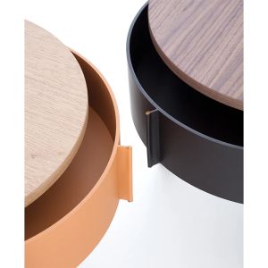 PALU' RT 1 DRWR NIGHTSTAND - WALNUT/DARK BROWN MORO HARD LEATHER