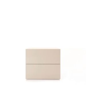 PEOPLE 2 DRWRS NIGHTSTAND  BEIGE SETA MATT LACQUER