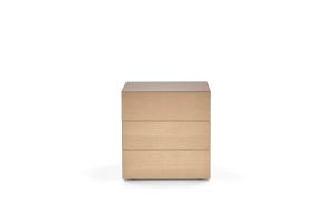 PEOPLE 3 DRWRS NIGHTSTAND - MEDIUM BEIGE ECRU' MATT LACQUERED STRUCTURE AND BLEACHED ASH FRONTS