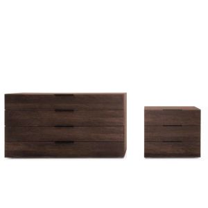 SPAZIO 4 DRWRS DRESSER  - BURNT OAK/TITANIUM